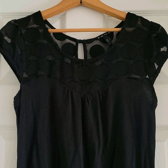 Black Top with Mesh Shoulders - Picture 2 of 5